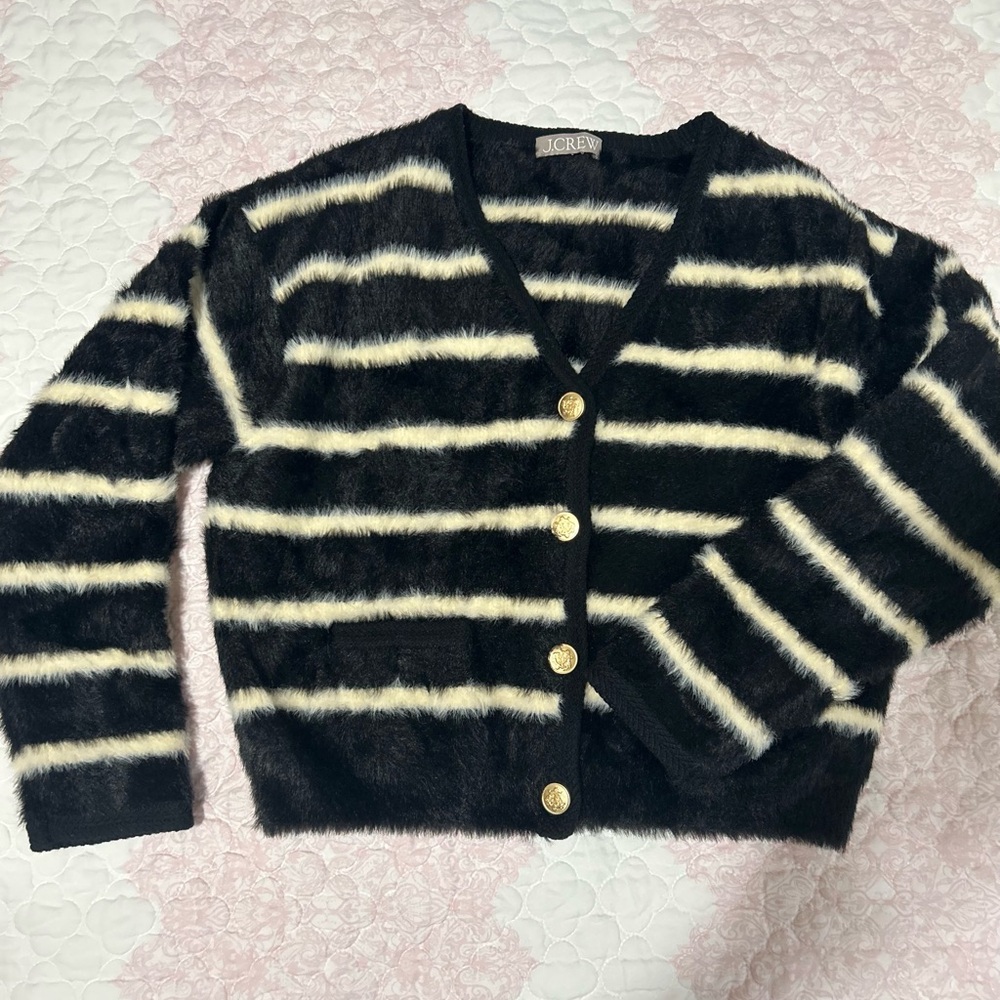 J Crew Sweater Lady Jacket in Striped Brushed Yarn size small